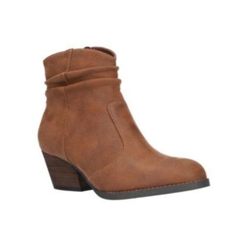 BELLA VITA Womens Brown Padded Helena Round Toe Zip-Up Slouch Boot 9.5 M